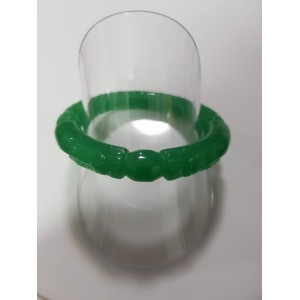 Double dragon green jade bracelet, premium pattern.