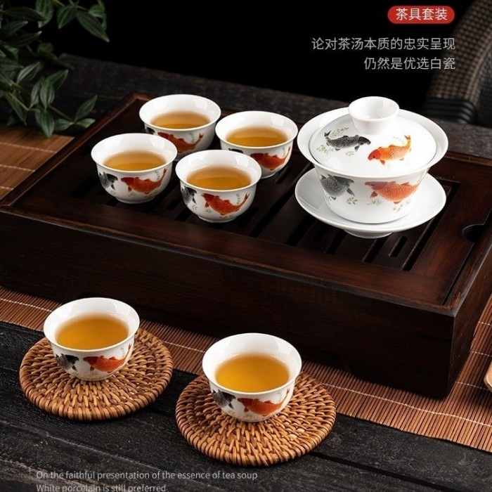 Premium goldfish pattern teapot set Imported from Beijing