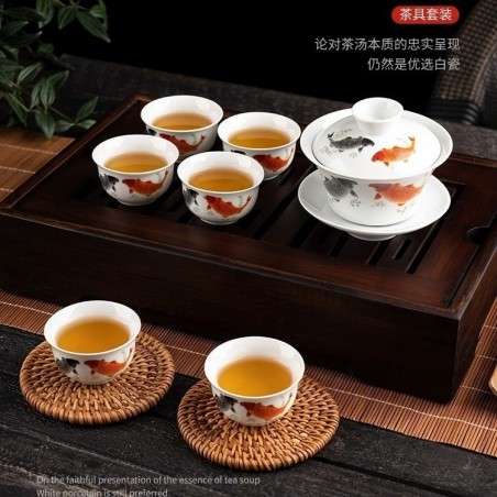 Premium goldfish pattern teapot set Imported from Beijing