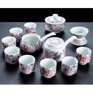 Premium Palace Flower Pattern Teapot Set Imported from Beijing