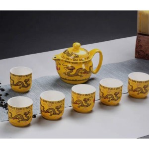 Premium golden dragon pattern teapot set Imported from Beijing