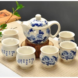 Premium peony pattern teapot set imported from Beijing