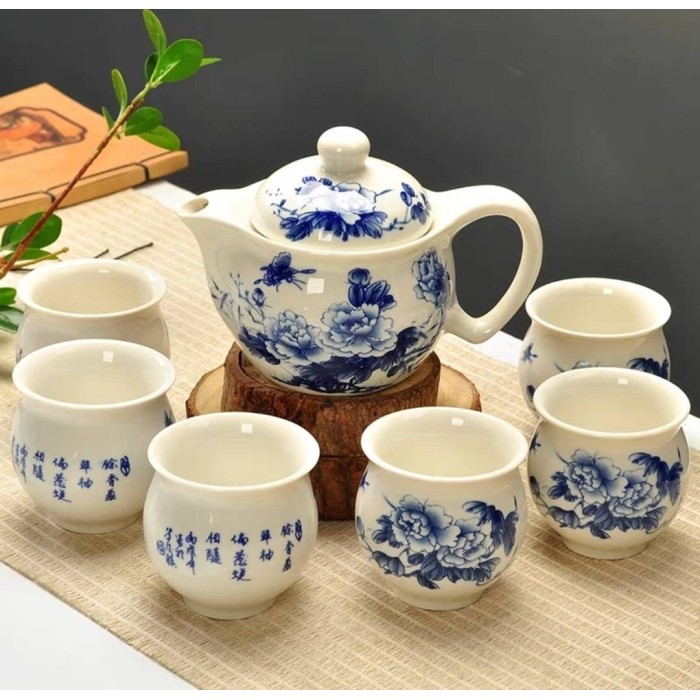 Premium peony pattern teapot set imported from Beijing