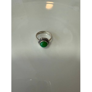 Emperor green jade ring, 925 sterling silver frame, symbol of wealth and prosperity.
