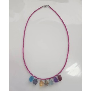 Ruby necklace cut with 7 chakras