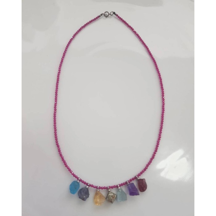 Ruby necklace cut with 7 chakras