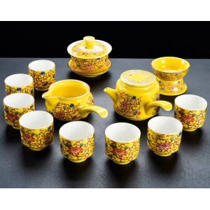 Premium Palace Flower Pattern Teapot Set Imported from Beijing