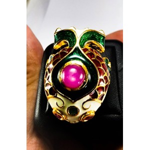 Auspicious goldfish engraved ring
