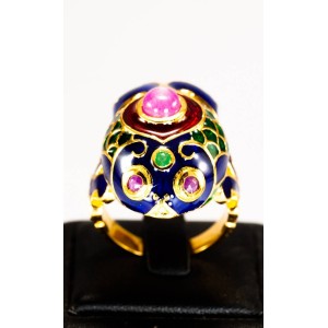 Auspicious goldfish engraved ring