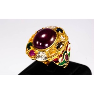 Ruby ring with nine gems