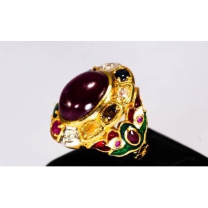 Ruby ring with nine gems